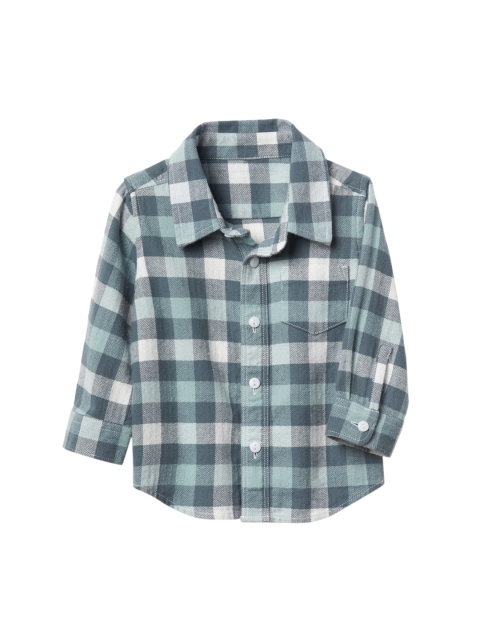 

GAP Baby Boy Blue & Grey Plaid Flannel Long Sleeve Shirt