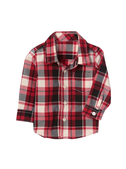 

GAP Baby Boy Red & Black Love Plaid Shirt