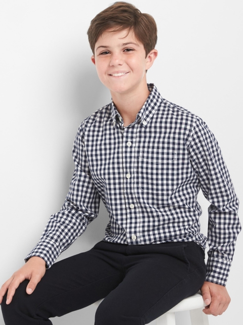 

GAP Boys Black & White Gingham Poplin Button-Down Collar