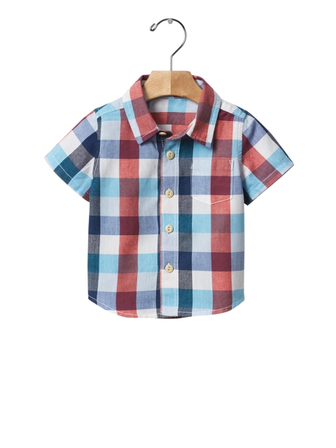

GAP Baby Boy Blue & White Bold Plaid Pocket Shirt