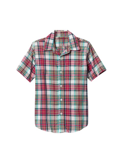 

GAP Boys White & Red Plaid Madras Short Sleeve Shirt
