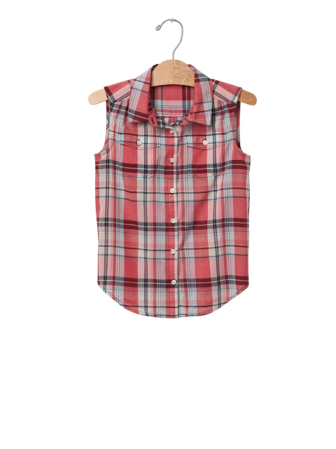 

GAP Girls Red & Off-White Plaid Sleeveless Shirt