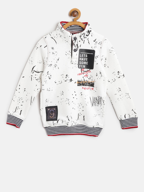 

Monte Carlo Boys White & Black Printed Sweatshirt