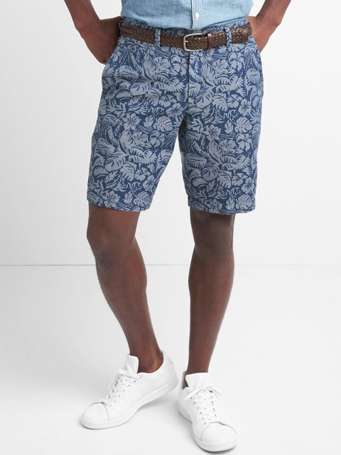 

GAP Men's Blue Floral Print Shorts In Linen-Cotton