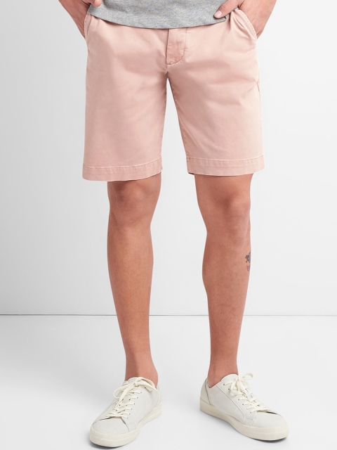 

GAP Men's Peach-Coloured Washwell Vintage Wash Shorts With GAP Menflex