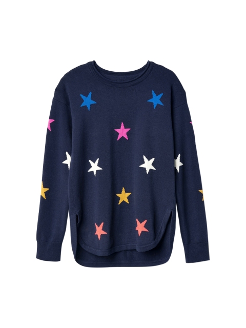 

GAP Girls' Navy Blue Crazy Stripe Star Sweater