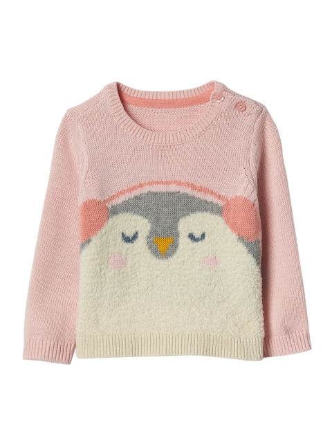 

GAP Baby Girls' Pink Intarsia Penguin Crew Sweater