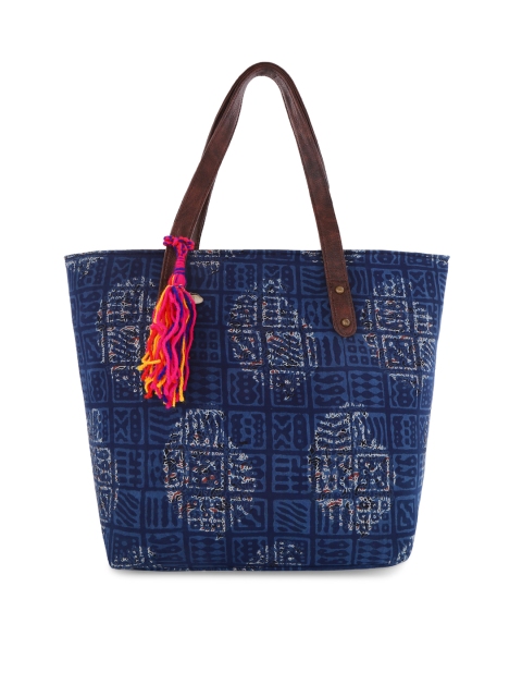 

Vivinkaa Blue Printed Tote Bag