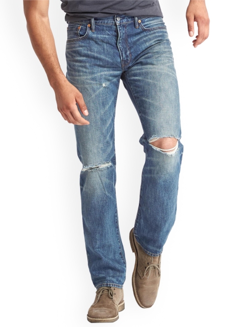 

GAP Men Blue Brushed Denim Straight Fit Jeans