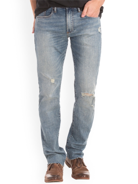 

GAP Men Blue Stretch 1969 Destructed Slim Fit Jeans