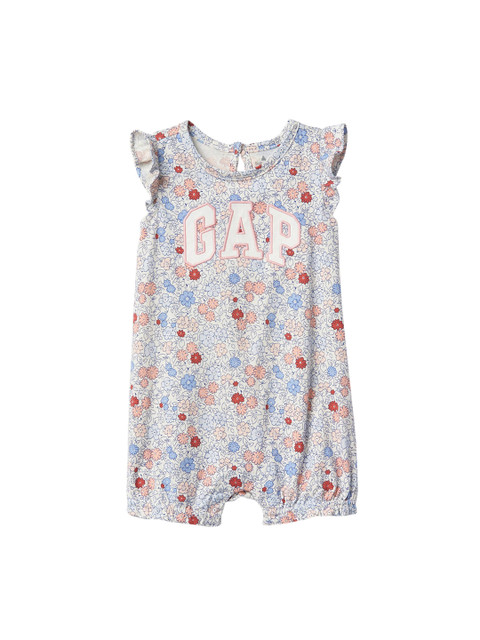 

GAP Baby Blue Logo Floral Flutter Bubble One-Piece