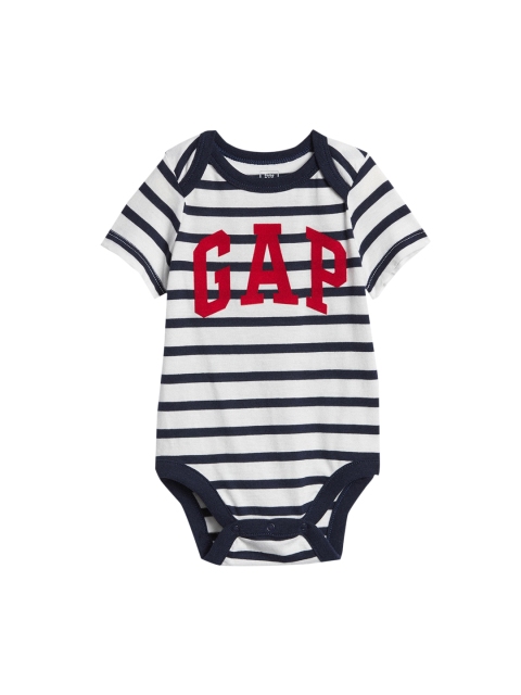 

GAP Baby Blue And White Stripe Logo Bodysuit