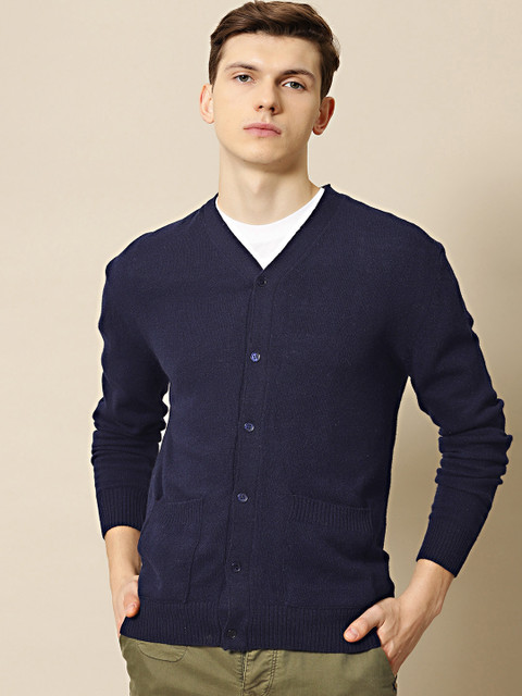 

Mr Bowerbird Men Navy Blue Solid Cardigan