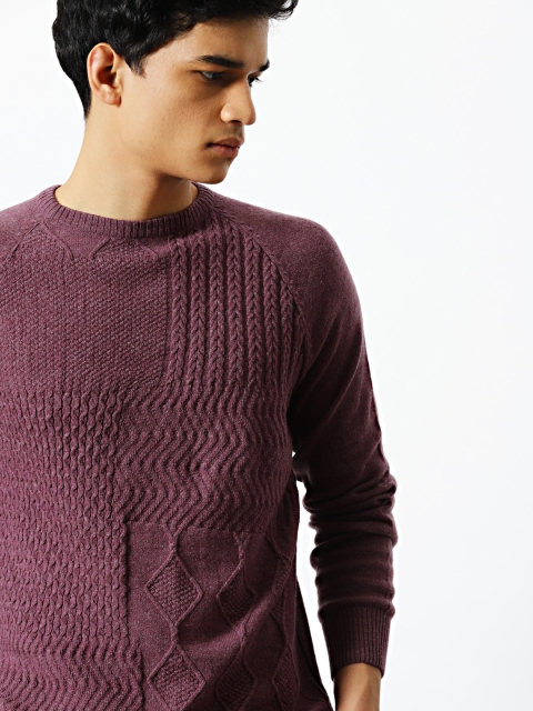 

Mr Bowerbird Men Purple Self Design Tailored Fit Woollen Pullover