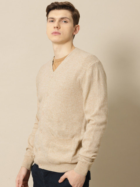 

Mr Bowerbird Men Beige Solid Tailored Fit Cardigan