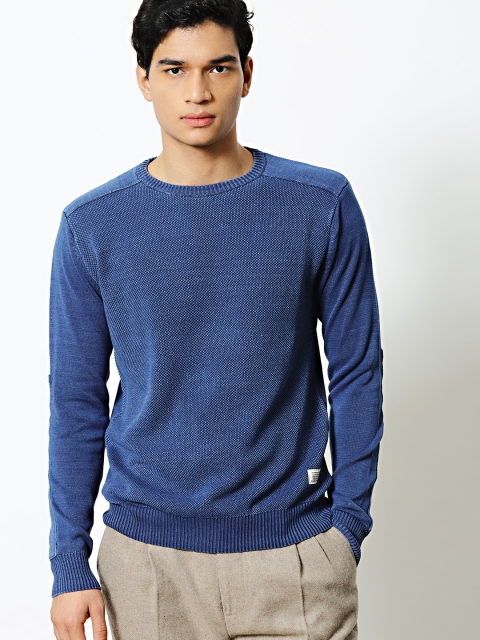 

Mr Bowerbird Men Blue Self Design Pullover