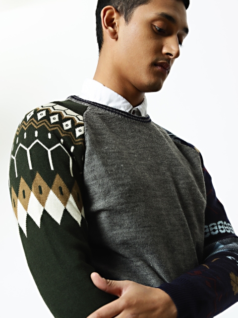 

Mr Bowerbird Men Grey Eclectic Sleeve Pullover