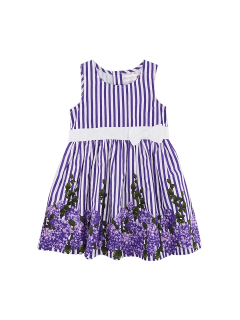 

Chirpie Pie by Pantaloons Girls Purple Striped Fit and Flare Dress
