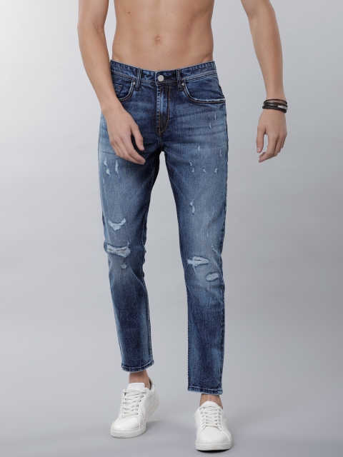 

LOCOMOTIVE Men Blue Tapered Fit Mid-Rise Mildly Distressed Stretchable Jeans