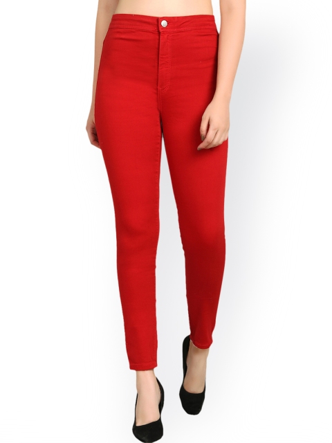 

Kotty Women Red Skinny Fit High-Rise Clean Look Stretchable Jeans