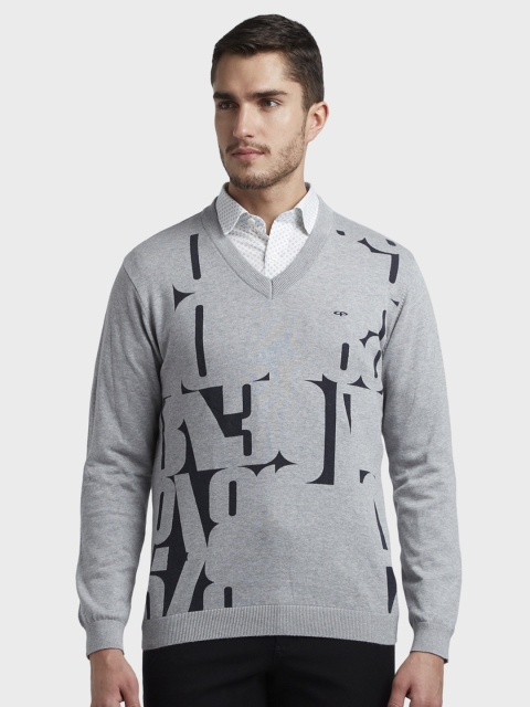 

ColorPlus Men Grey Printed Sweater