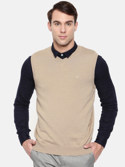 

Raymond Men Beige Solid Sweater Vest