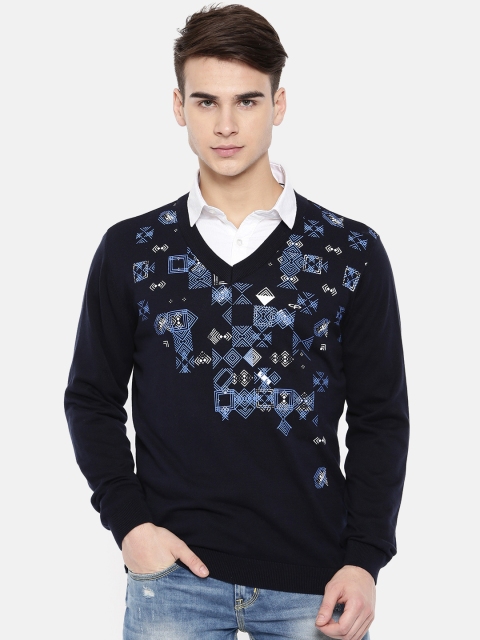 

ColorPlus Men Navy Blue Printed Sweater