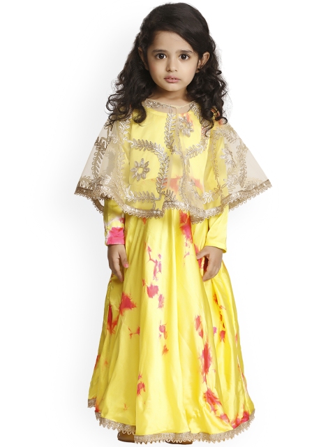 

LilPicks Girls Yellow Embellished Maxi Dress