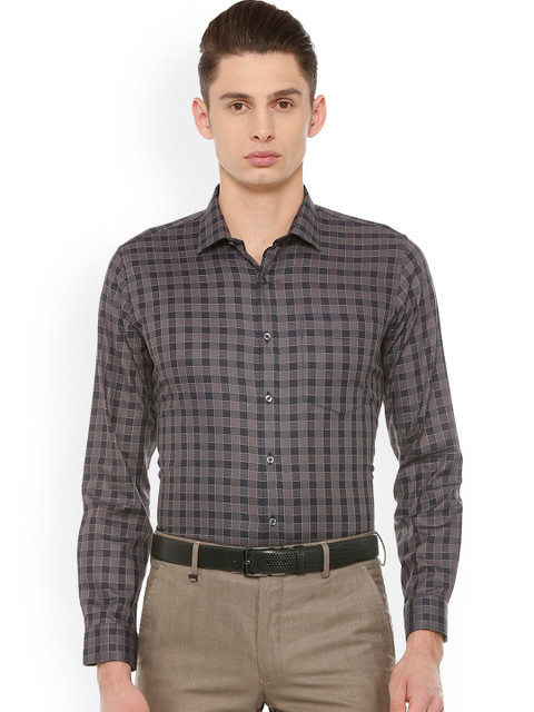 

Van Heusen Men Grey Slim Fit Checked Formal Shirt