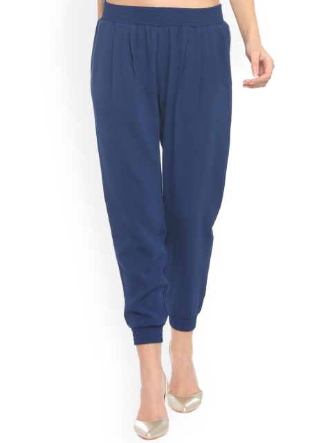 

People Women Blue Regular Fit Solid Joggers