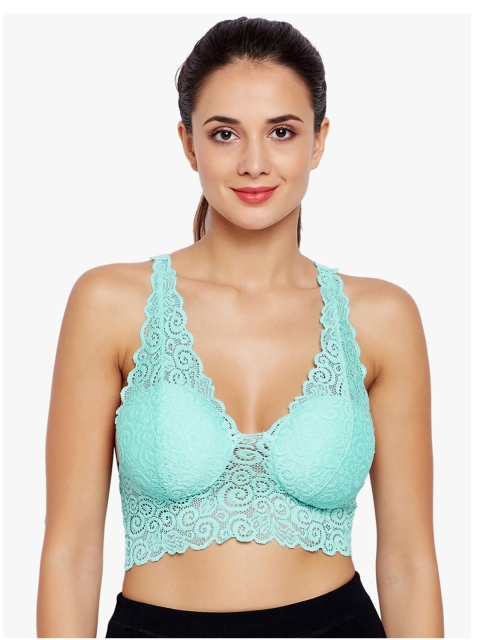 

Golden Girl Blue Lace Non-Wired Lightly Padded Bralette Bra 1898-Firozi_30