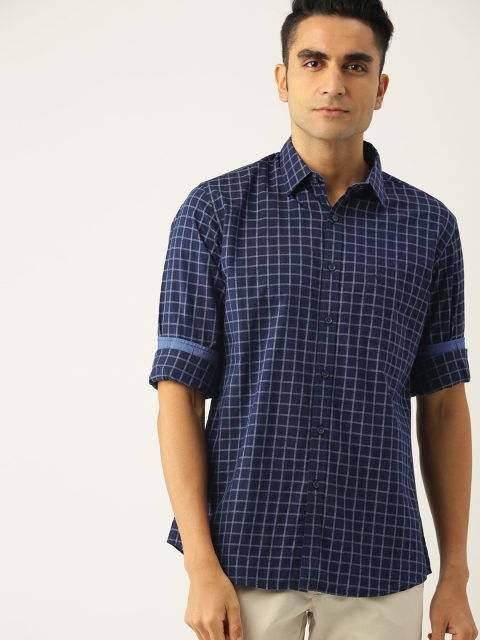 

Allen Solly Men Navy Blue Slim Fit Checked Casual Shirt
