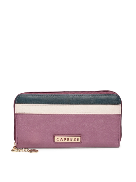 

Caprese Women Mauve Colourblocked Zip Around Wallet