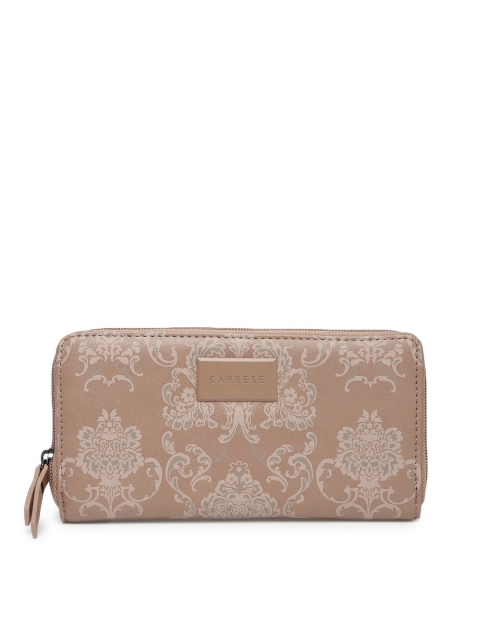 

Caprese Women Taupe Printed Zip Around Wallet