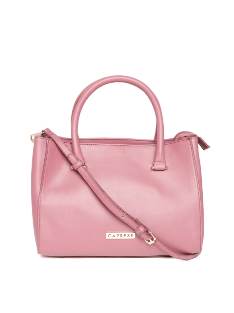 

Caprese Pink Solid Handheld Bag with Detachable Sling Strap