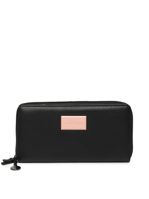 

Caprese Women Black Solid Zip Around Wallet