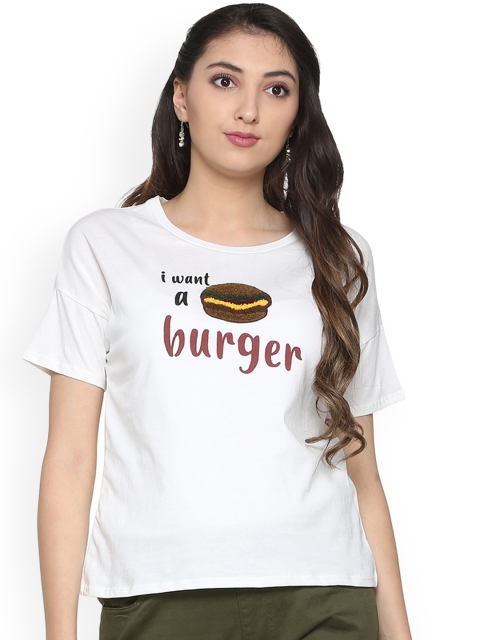 

People Women White Printed Top