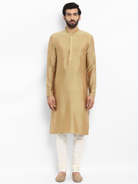 

ethnix Men Beige Solid Straight Kurta