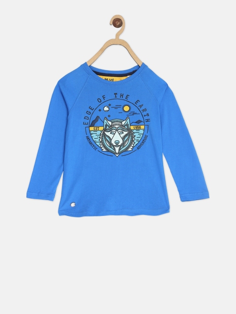 

Blue Giraffe Boys Blue Printed Round Neck T-shirt