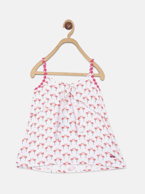 

Blue Giraffe Girls White Printed A-Line Top
