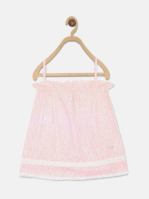 

Blue Giraffe Girls Peach-Coloured Printed A-Line Top