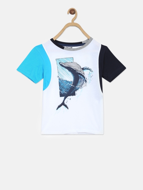 

Blue Giraffe Boys Off-White Printed Round Neck T-shirt