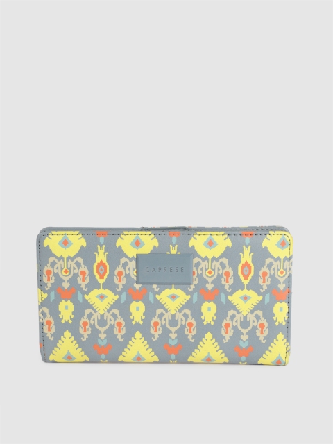 

Caprese Women Blue & Yellow Printed Two Fold Wallet