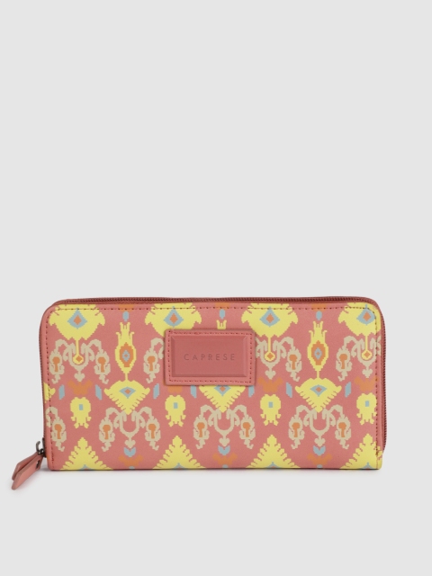 

Caprese Women Orange Printed Zip Around Wallet