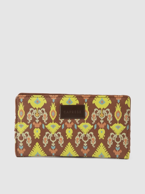 

Caprese Women Brown & Yellow Printed Two Fold Wallet