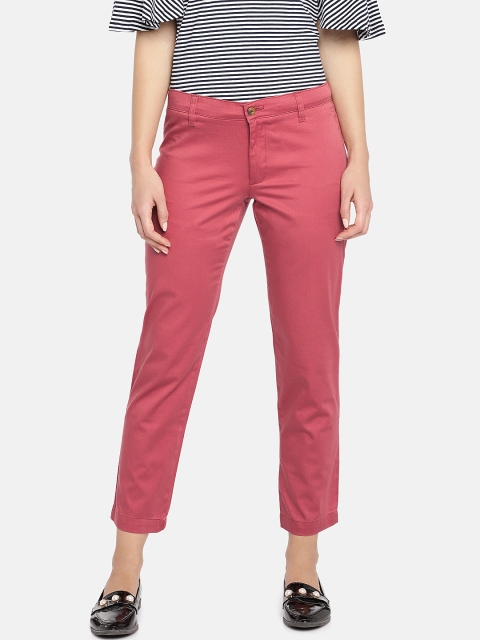 

Cottonworld Women Coral Pink Regular Fit Solid Regular Trousers