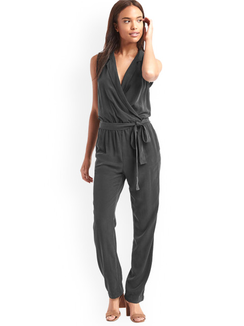 

GAP Women Grey Soft Lapel Jumpsuit