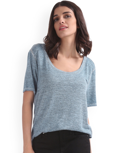 

GAP Women Blue Short Sleeve Knit Scoop Neck T-shirt