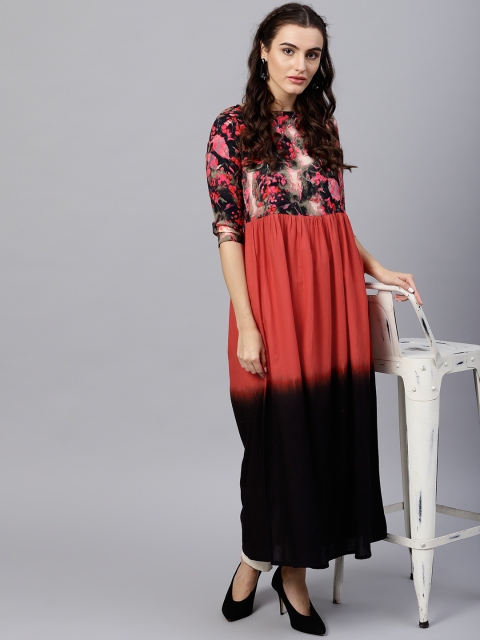 

Nayo Women Red & Black Dyed A-Line Kurta