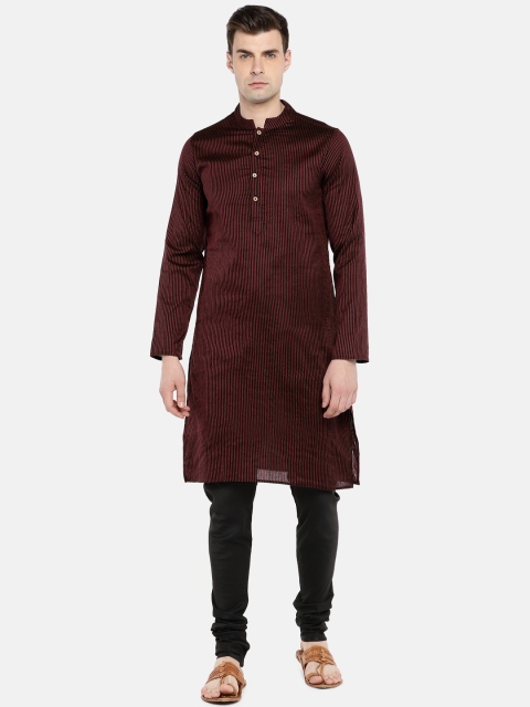 

Ethnicity Men Red Striped Straight Kurta